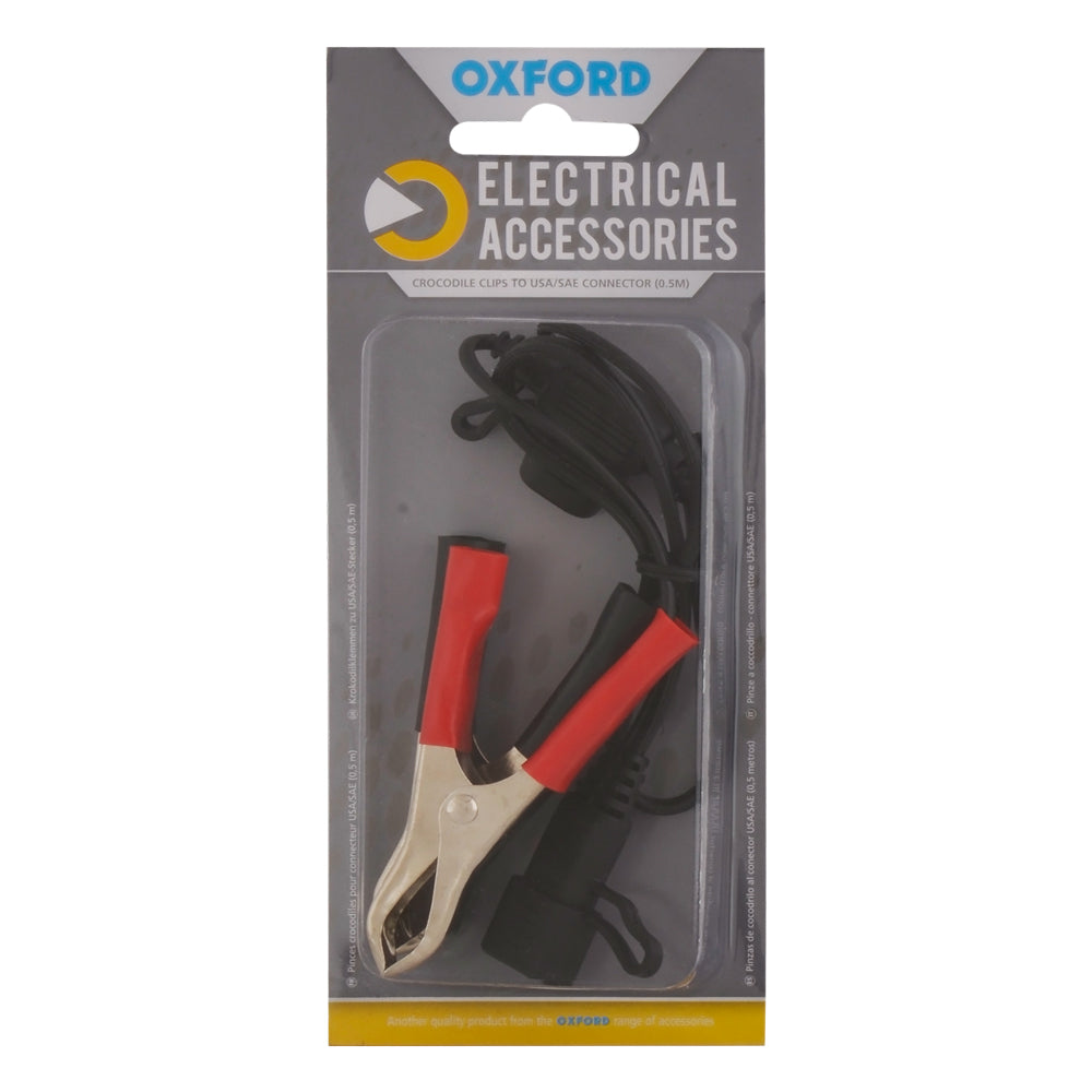 Oxford Crocodile Clips For USA / SAE Connector - 0.5m Lead - ThrottleChimp