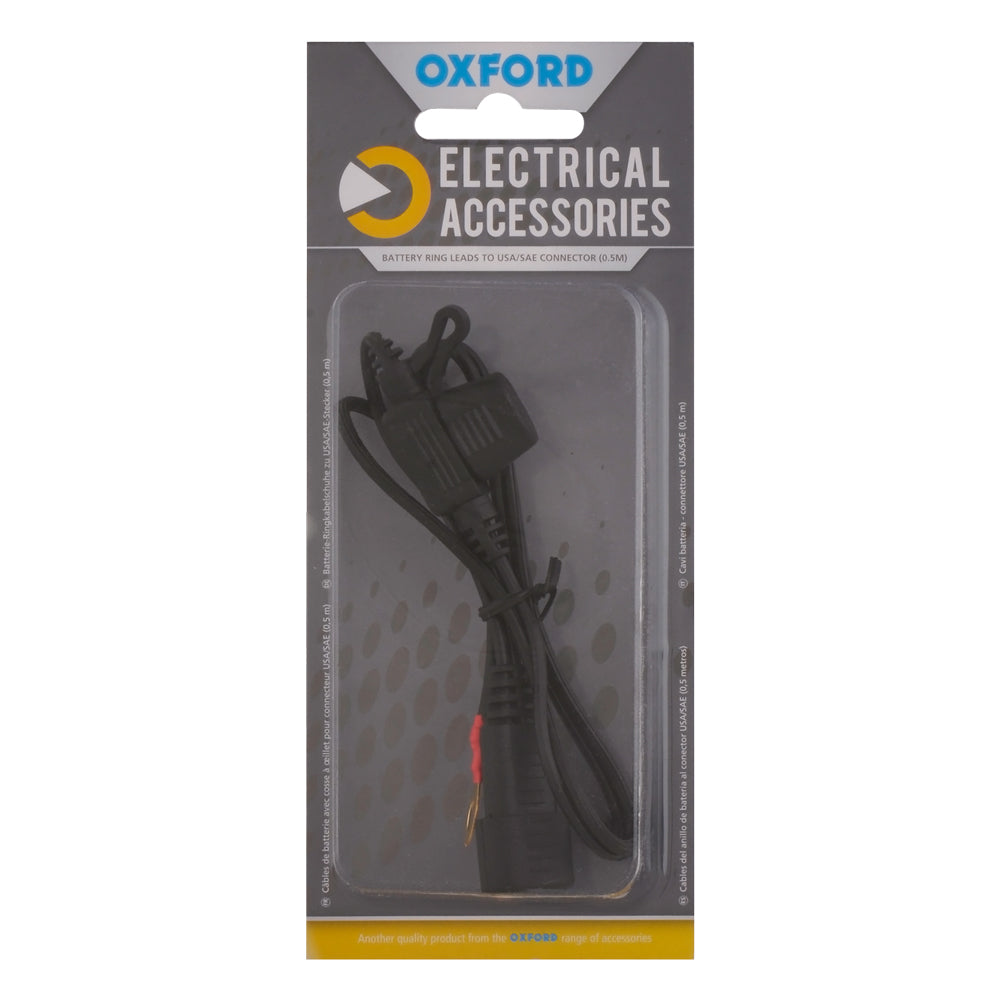 Oxford Battery Ring Leads To USA / SAE Connector - 0.5m Lead FREE 1 YEAR Returns, FREE UK Delivery | ThrottleChimp