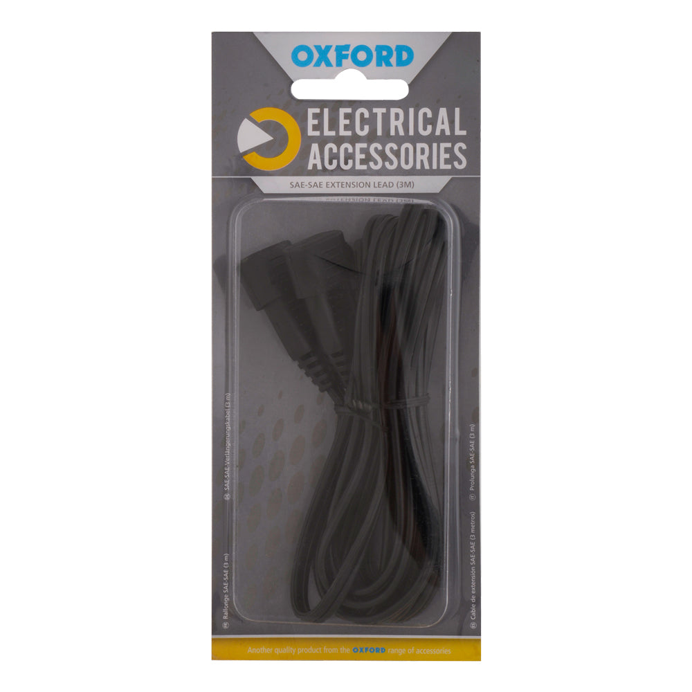 Oxford Extension Lead SAE To SAE Connector Black - 3m - ThrottleChimp