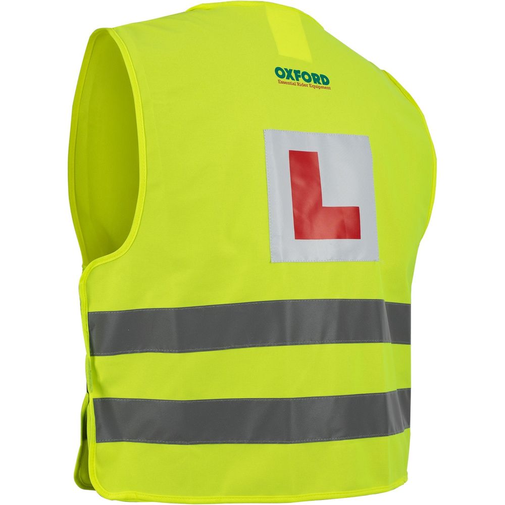 Oxford Bright Reflective Vest With Learner Rider L Plates Yellow (Image 2) - ThrottleChimp