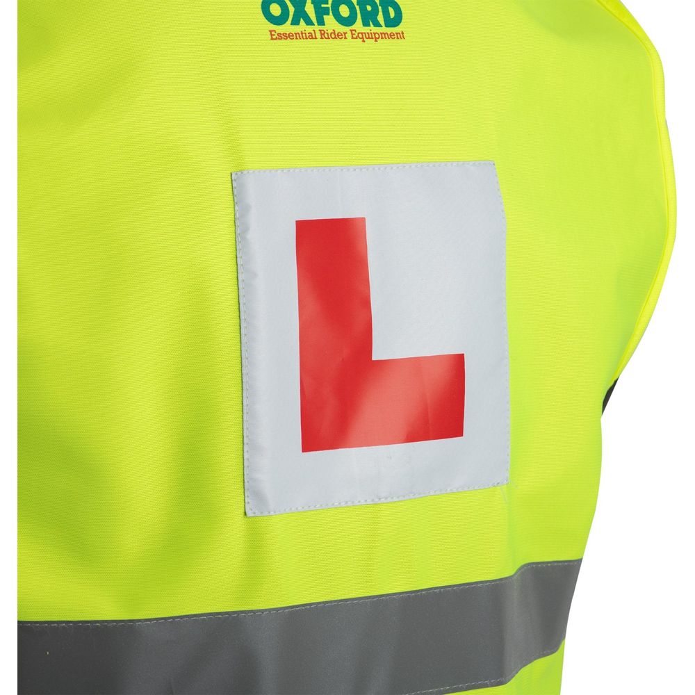 Oxford Bright Reflective Vest With Learner Rider L Plates Yellow (Image 5) - ThrottleChimp