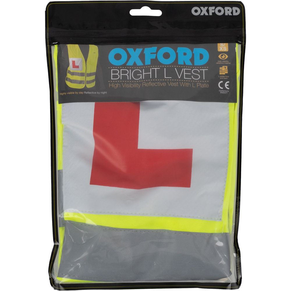 Oxford Bright Reflective Vest With Learner Rider L Plates Yellow (Image 3) - ThrottleChimp