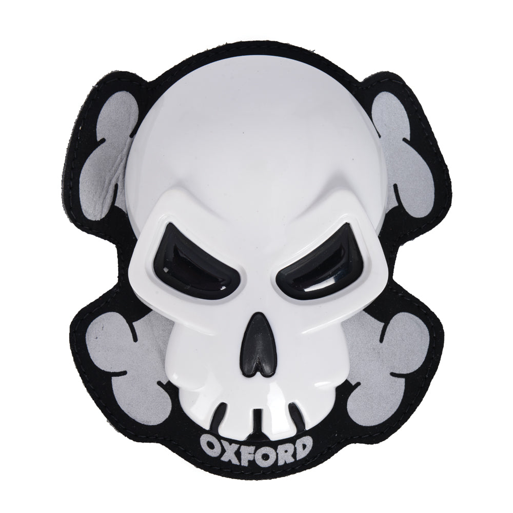 Oxford Skull Knee Sliders White - ThrottleChimp