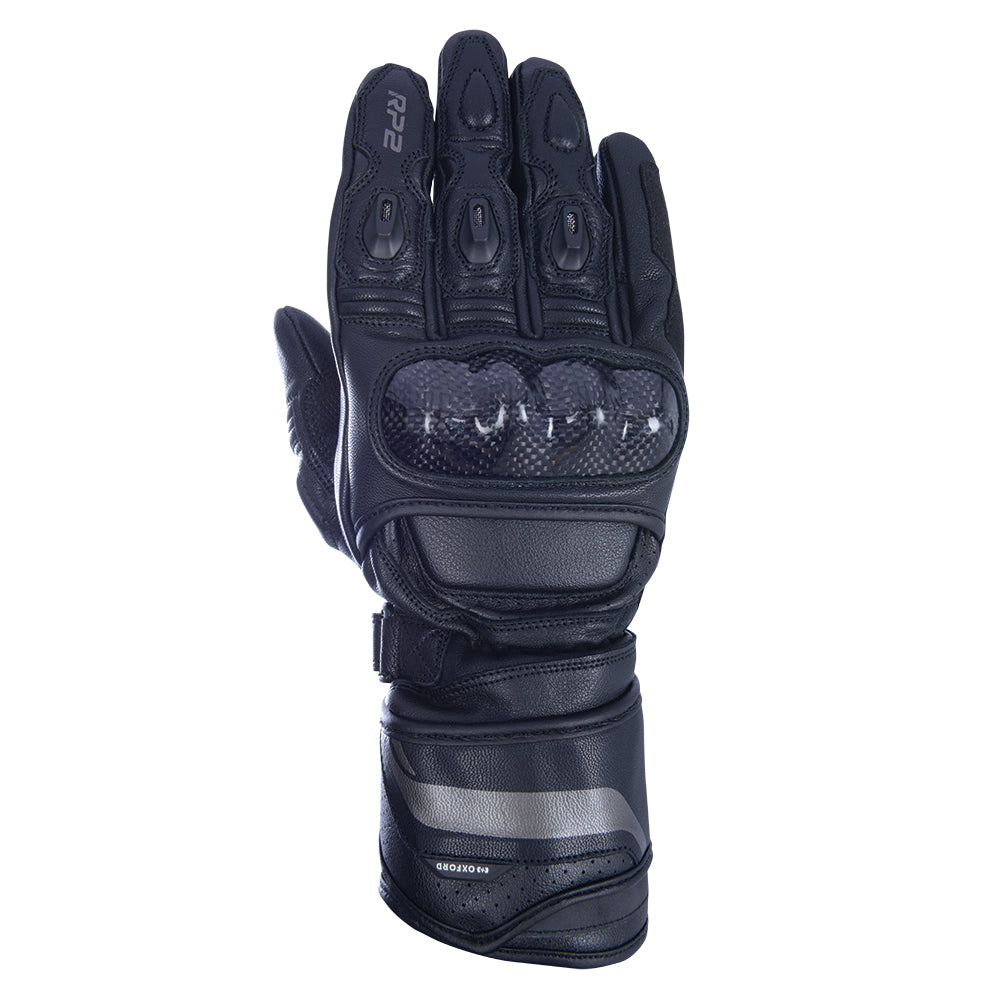 Oxford RP-2 2.0 Sports Long Leather Gloves Stealth Black - ThrottleChimp