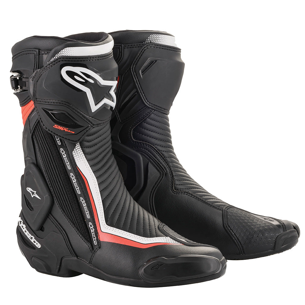 Alpinestars SMX Plus V2 Boots Black / White / Fluo Red - ThrottleChimp