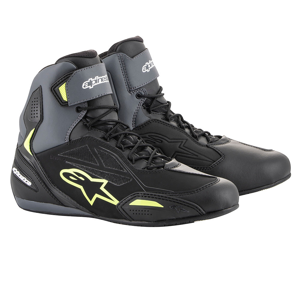 Alpinestars Faster 3 Drystar Shoes Black / Grey / Fluo Yellow - ThrottleChimp