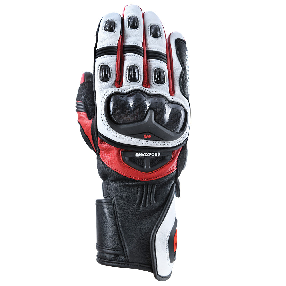 Oxford RP-2R Leather Gloves White / Black / Red - ThrottleChimp