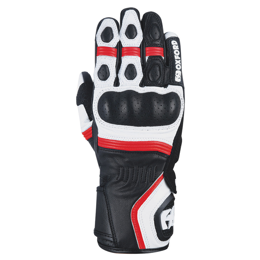 Oxford RP-5 2.0 Leather Gloves White / Black / Red - ThrottleChimp