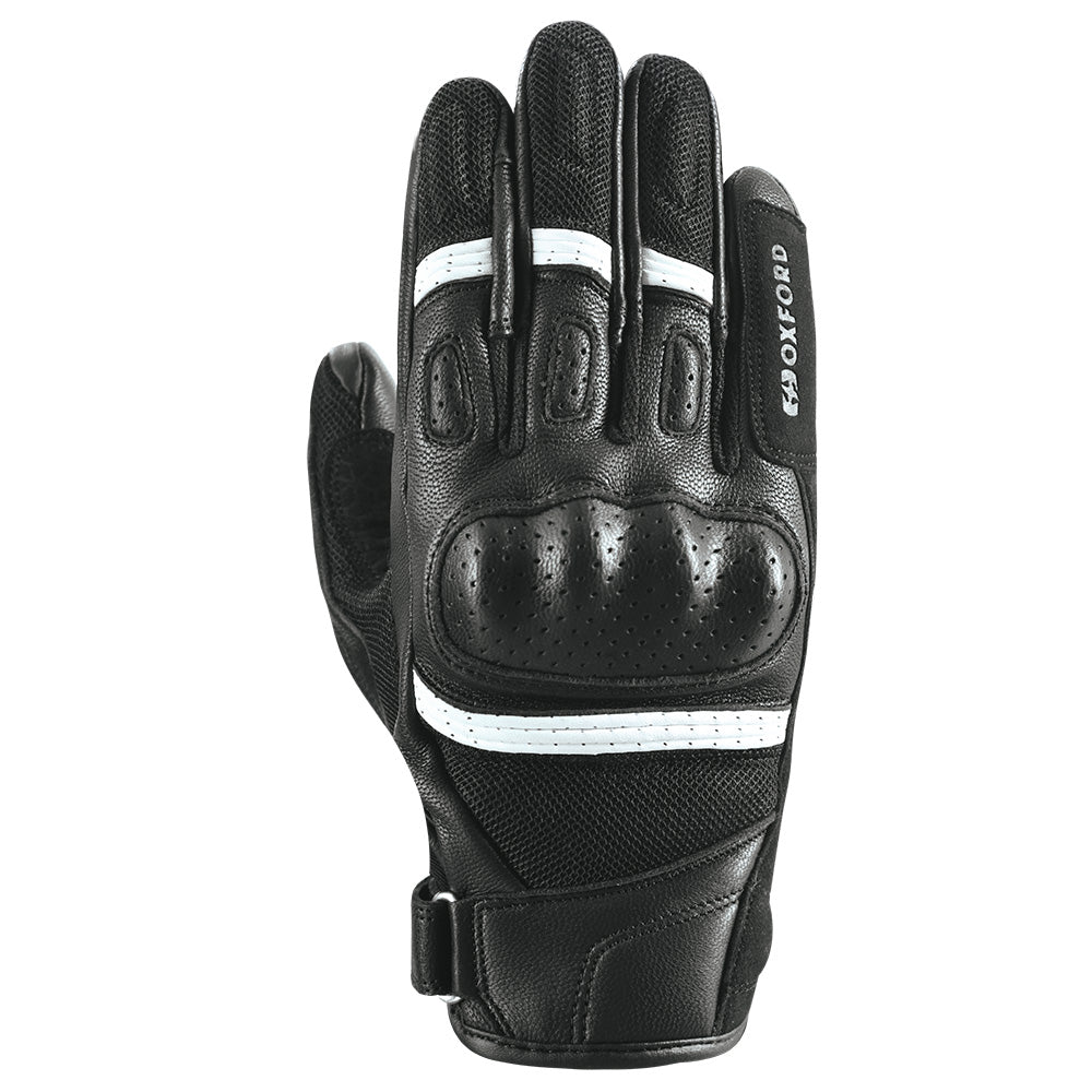 Oxford RP-6S Leather Gloves Black / White - ThrottleChimp