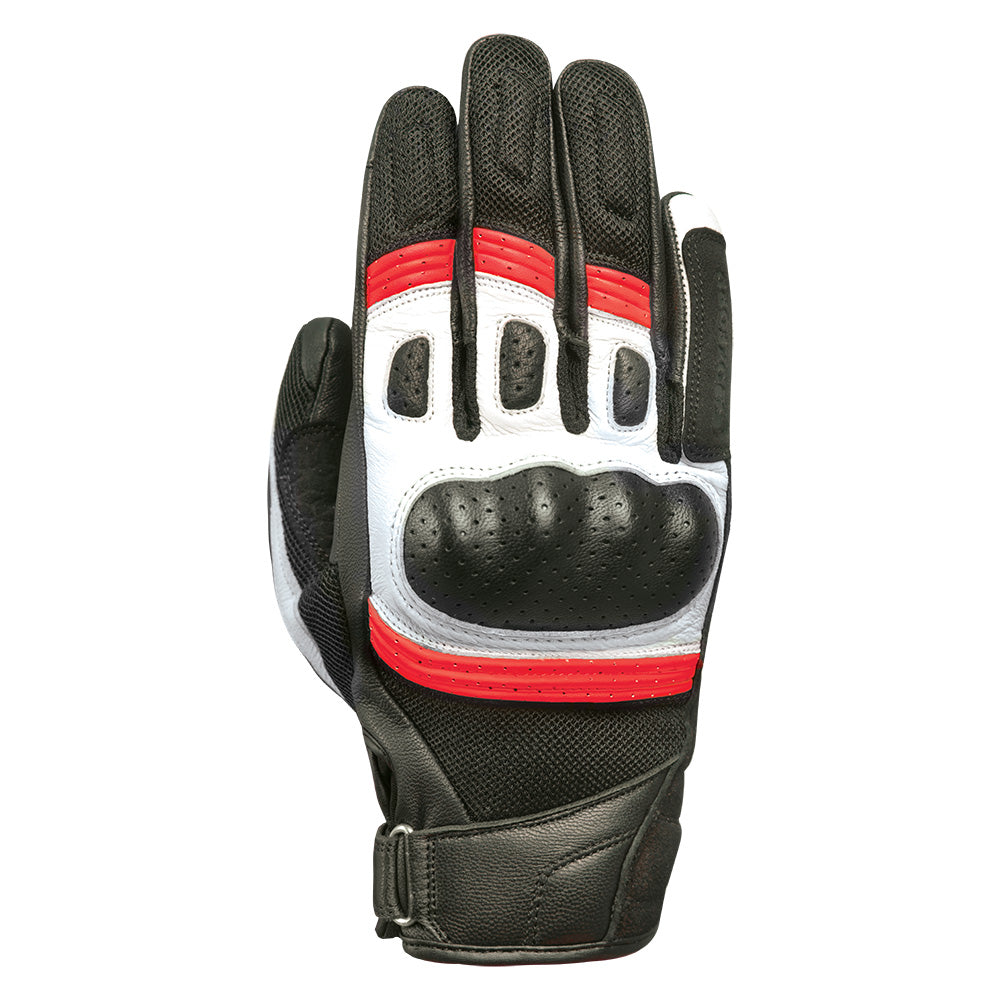 Oxford RP-6S Leather Gloves Black / Red / White - ThrottleChimp