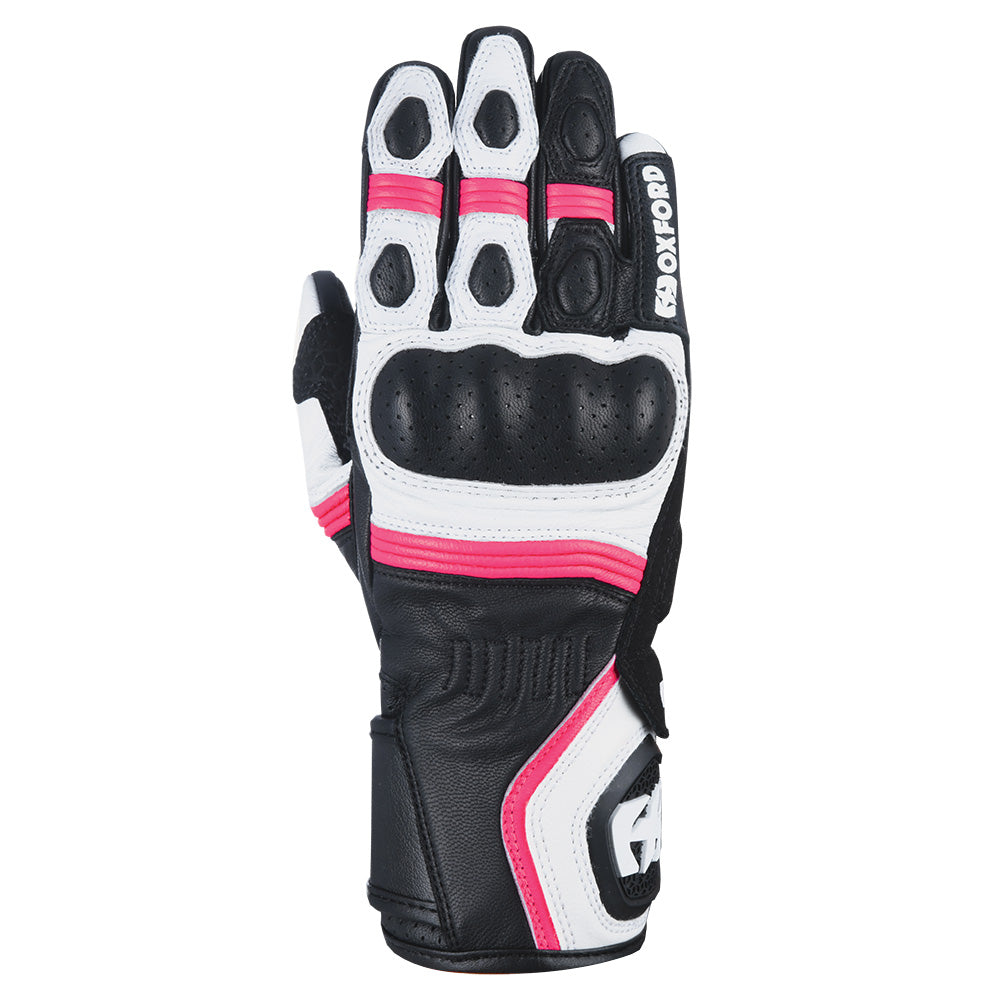 Oxford RP-5 2.0 Ladies Leather Gloves White / Black / Pink - ThrottleChimp