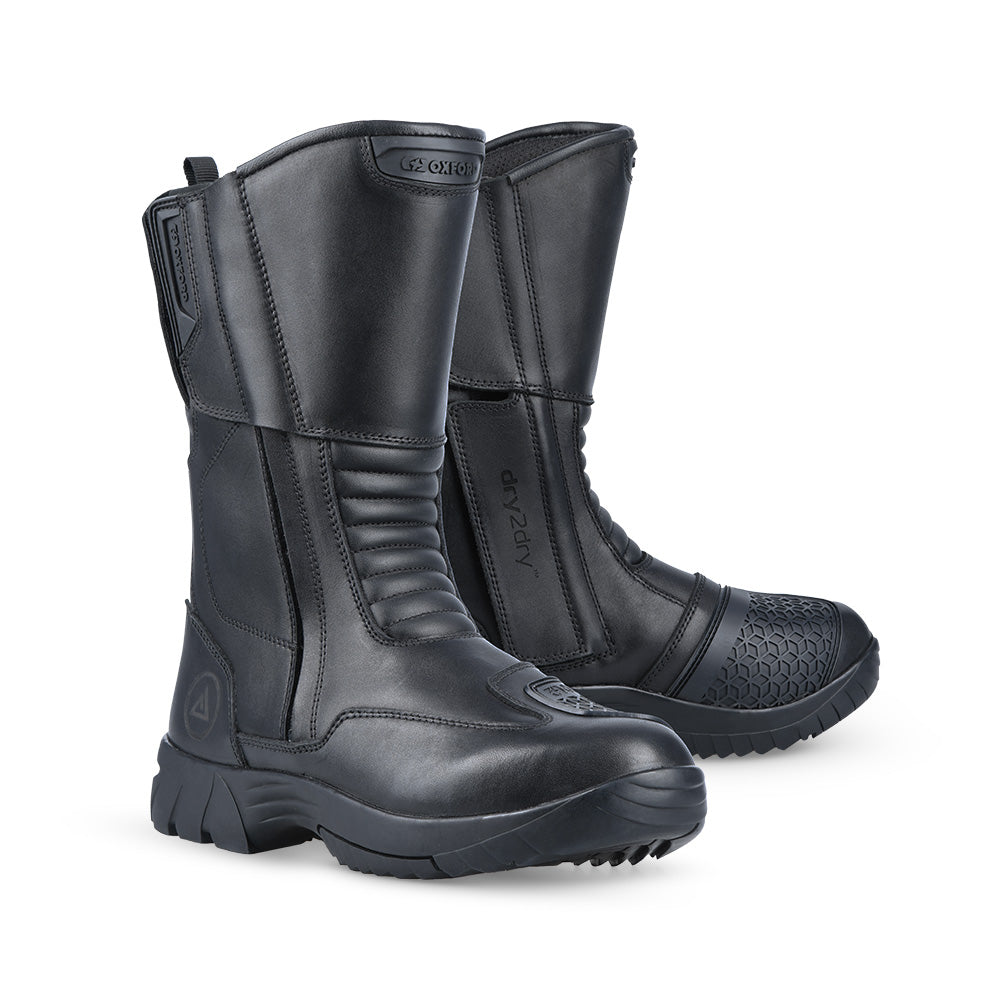 Oxford Continental Leather Boots Black - ThrottleChimp