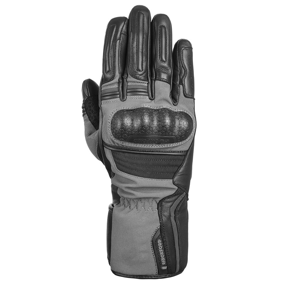 Oxford Hexham Waterproof Leather Gloves Grey / Black - ThrottleChimp