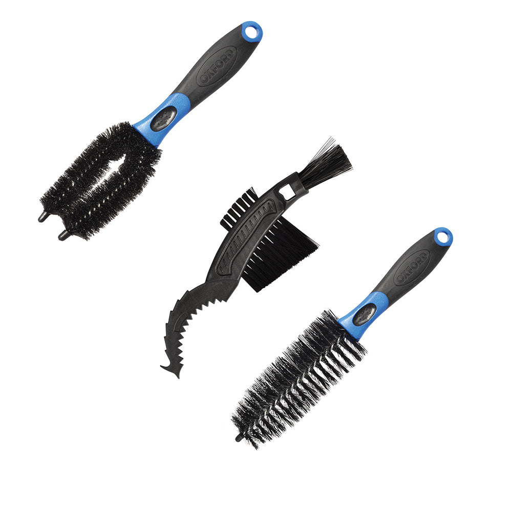 Oxford Triple Cleaning Brush Set Black - ThrottleChimp