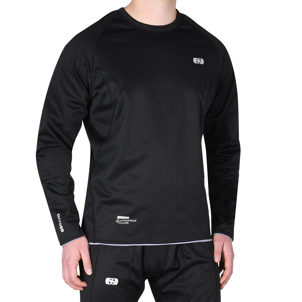 Oxford Chillout Windproof Base Layer Top Black - ThrottleChimp