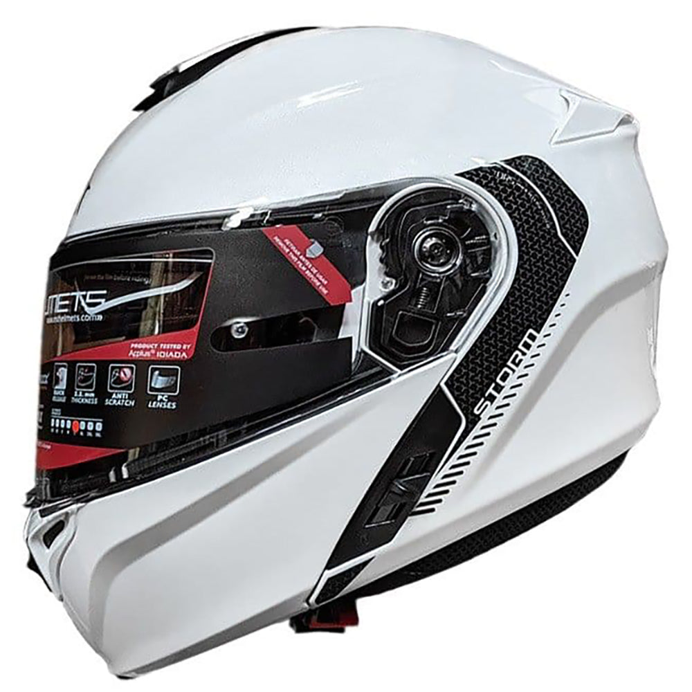 MT Storm Solid Flip-Up Helmet Pearl White - ThrottleChimp