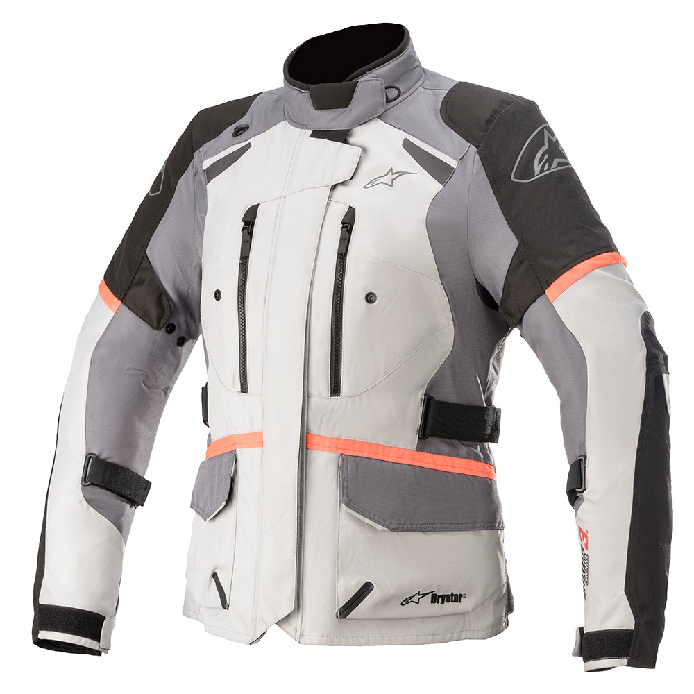 Alpinestars Stella Andes V3 Drystar Ladies Jacket Ice Grey / Dark Grey / Black / Coral - ThrottleChimp