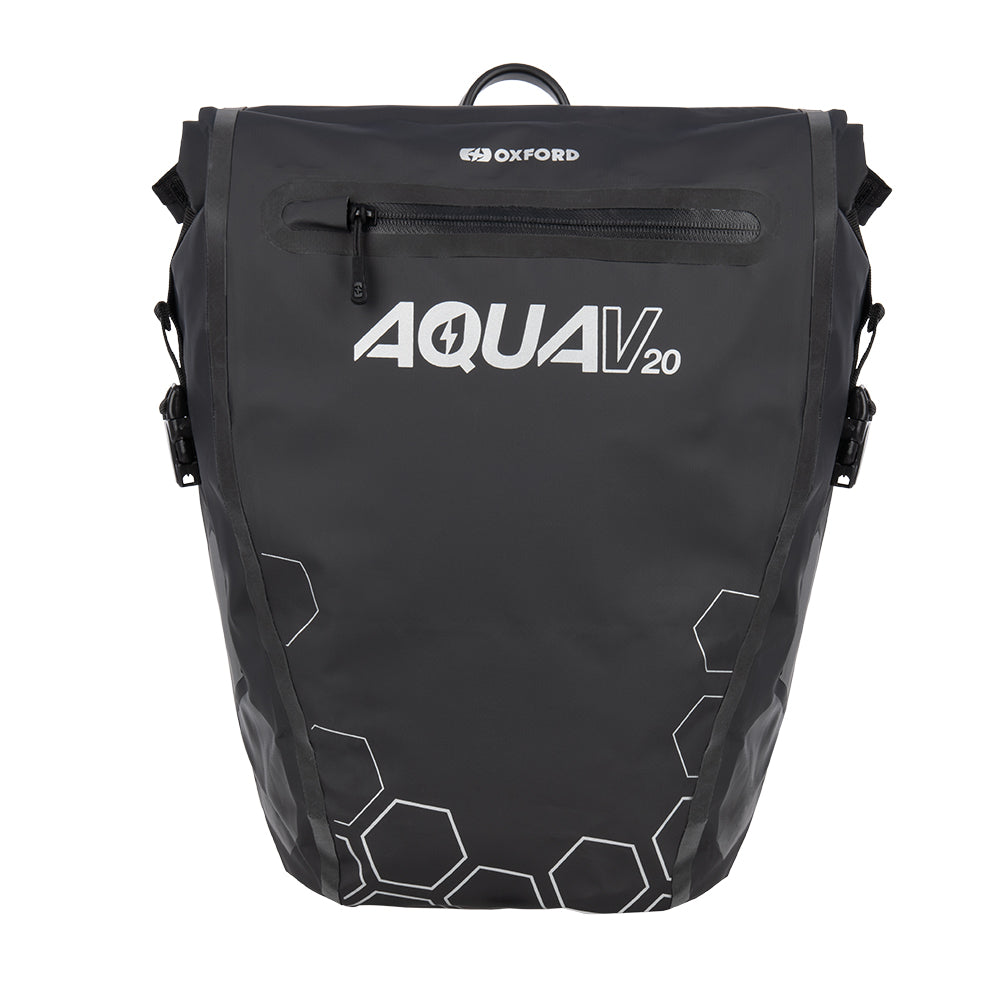 Oxford Aqua V20 Single QR Pannier Bag Black - 20 Litres FREE 1 YEAR Returns, FREE UK Delivery | ThrottleChimp