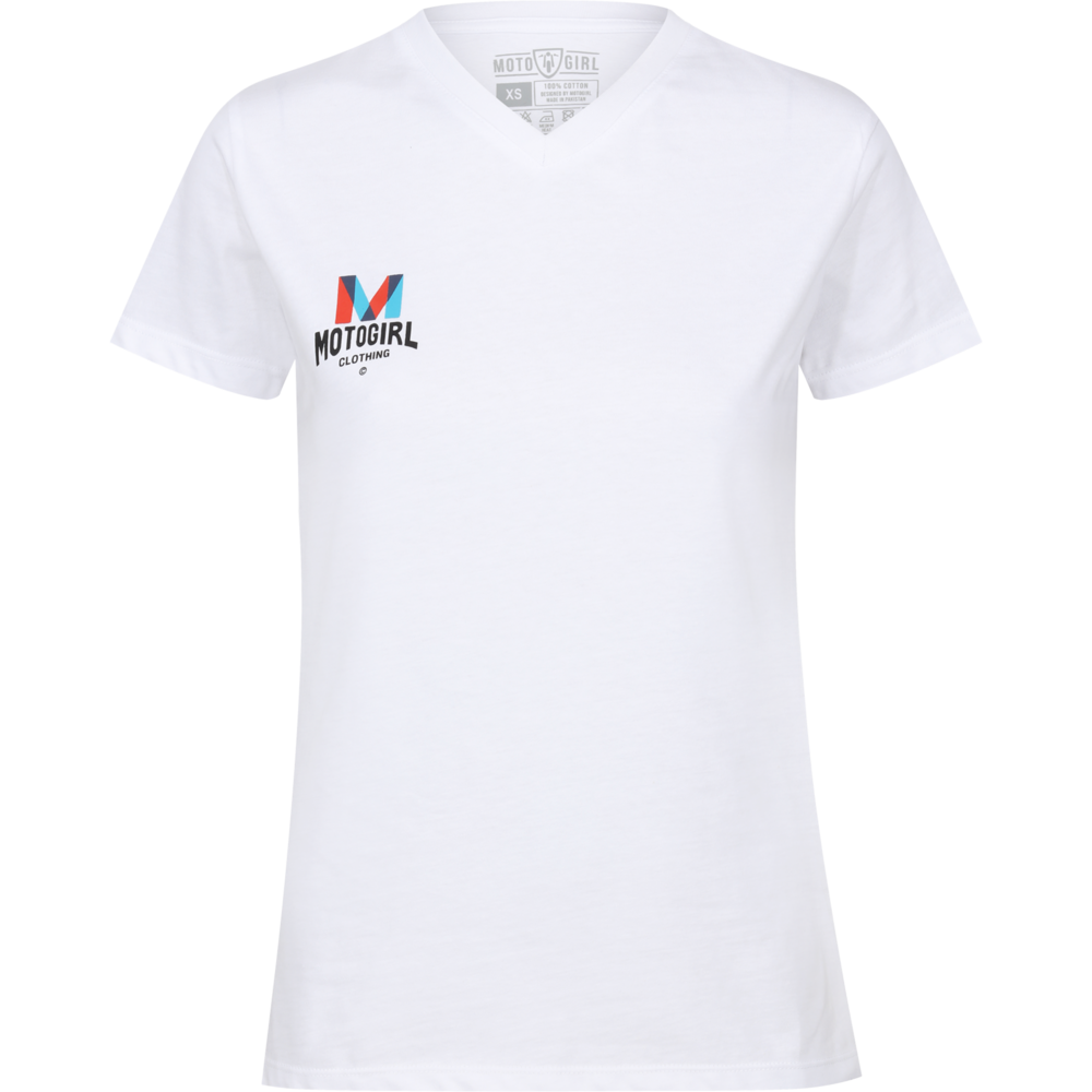 MotoGirl Clothing Logo Ladies T-Shirt White - ThrottleChimp