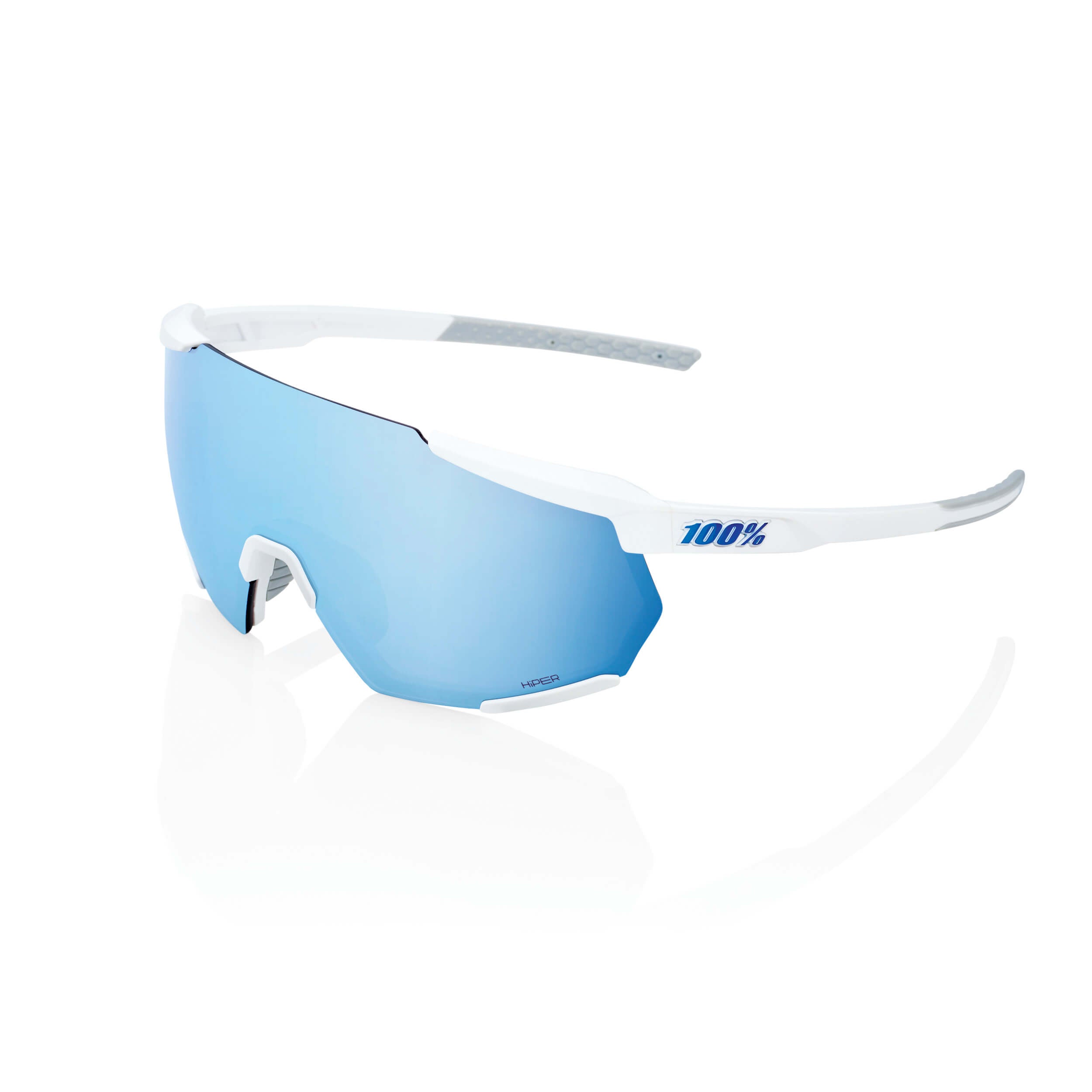 100% Racetrap 3.0 Glasses Matt White / HiPER Blue Multilayer Mirror Lens FREE 1 YEAR Returns, FREE UK Delivery | ThrottleChimp