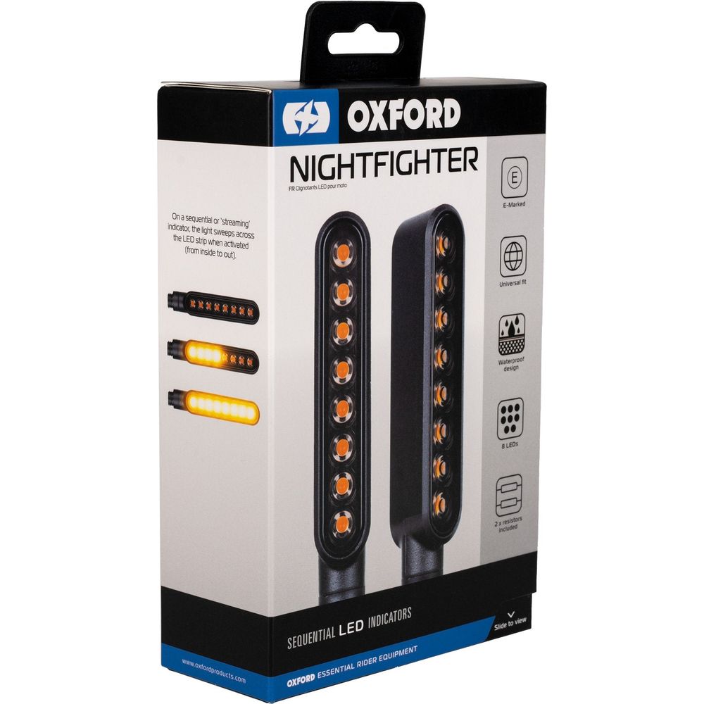 Oxford Nightfighter Front / Rear Sequential Indicators Black With 2 Resistors (Image 8) - ThrottleChimp