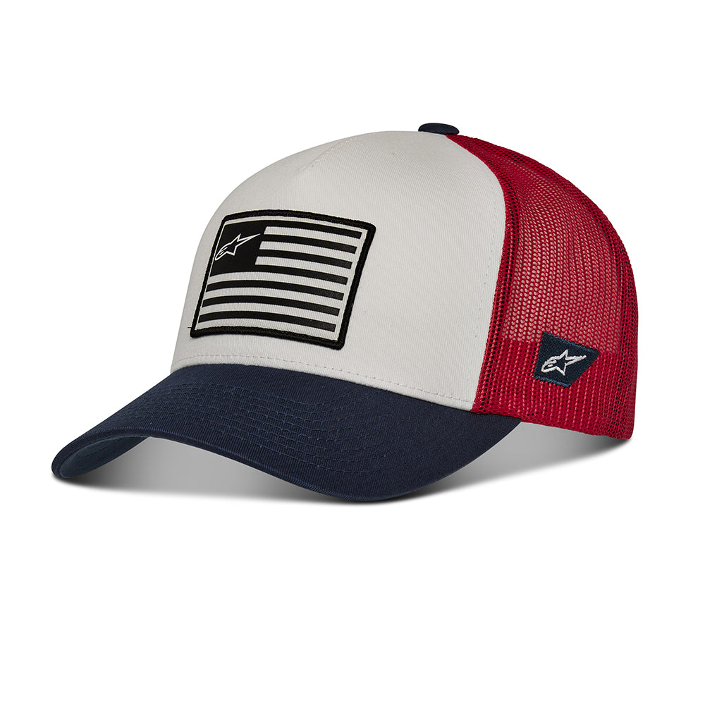 Alpinestars Flag Curved Bill Cap White / Navy / Red - ThrottleChimp