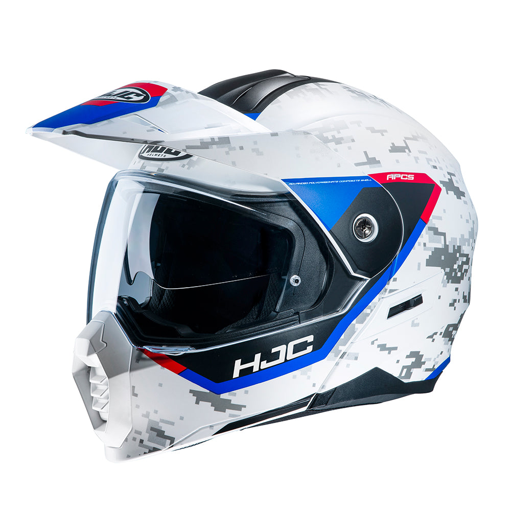 HJC C80 Bult Flip-Up Helmet MC21SF White / Red / Blue FREE 1 YEAR Returns, FREE UK Delivery | ThrottleChimp