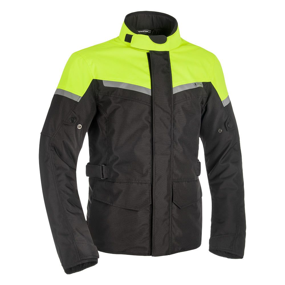 Spartan Long Waterproof Textile Jacket Black / Fluo Yellow - ThrottleChimp