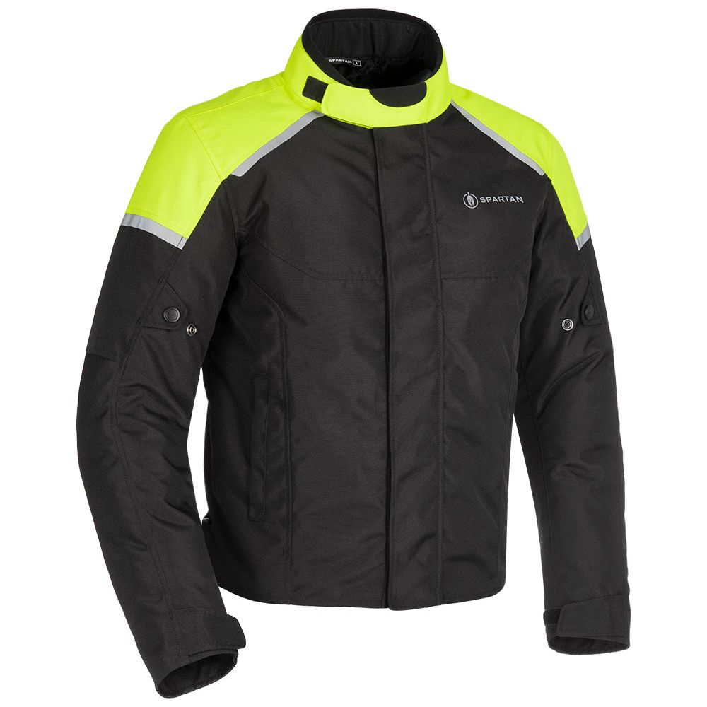 Spartan Short Waterproof Textile Jacket Black / Fluo Yellow - ThrottleChimp