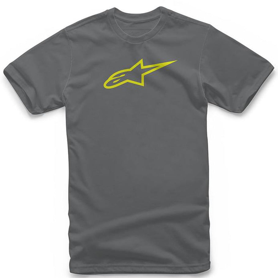 Alpinestars Ageless Classic Tee Charcoal / Hi-Vis Yellow - ThrottleChimp