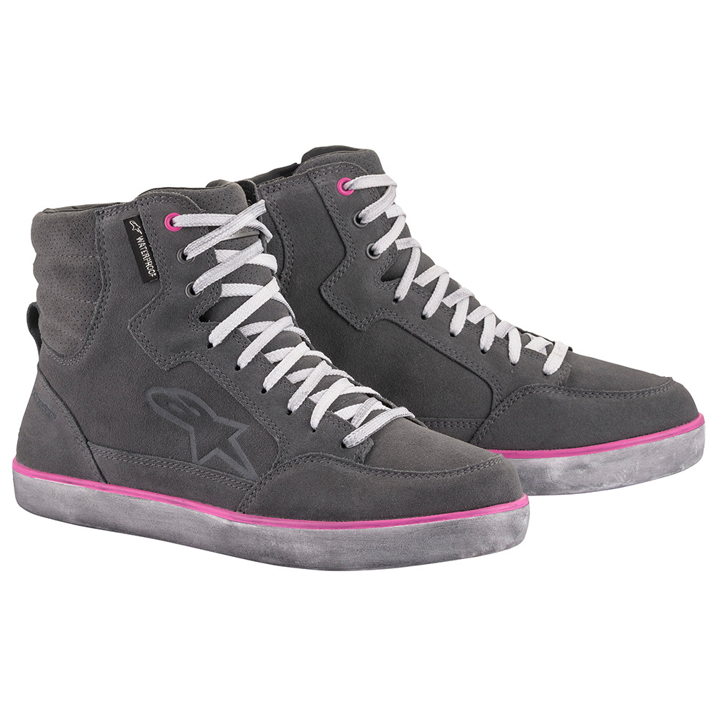 Alpinestars Stella J-6 Waterproof Ladies Boots Grey / Fuchsia FREE 1 YEAR Returns, FREE UK Delivery | ThrottleChimp