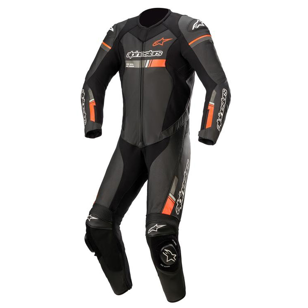 Alpinestars GP Force Chaser One Piece Leather Suit Black / Fluo Red - ThrottleChimp