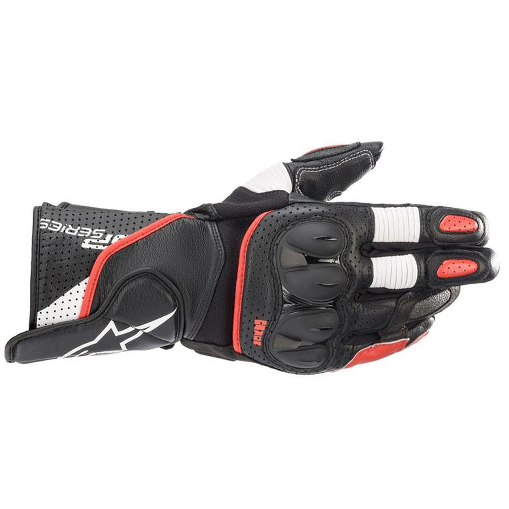 Alpinestars SP-2 V3 Leather Gloves Black / White / Bright Red - ThrottleChimp