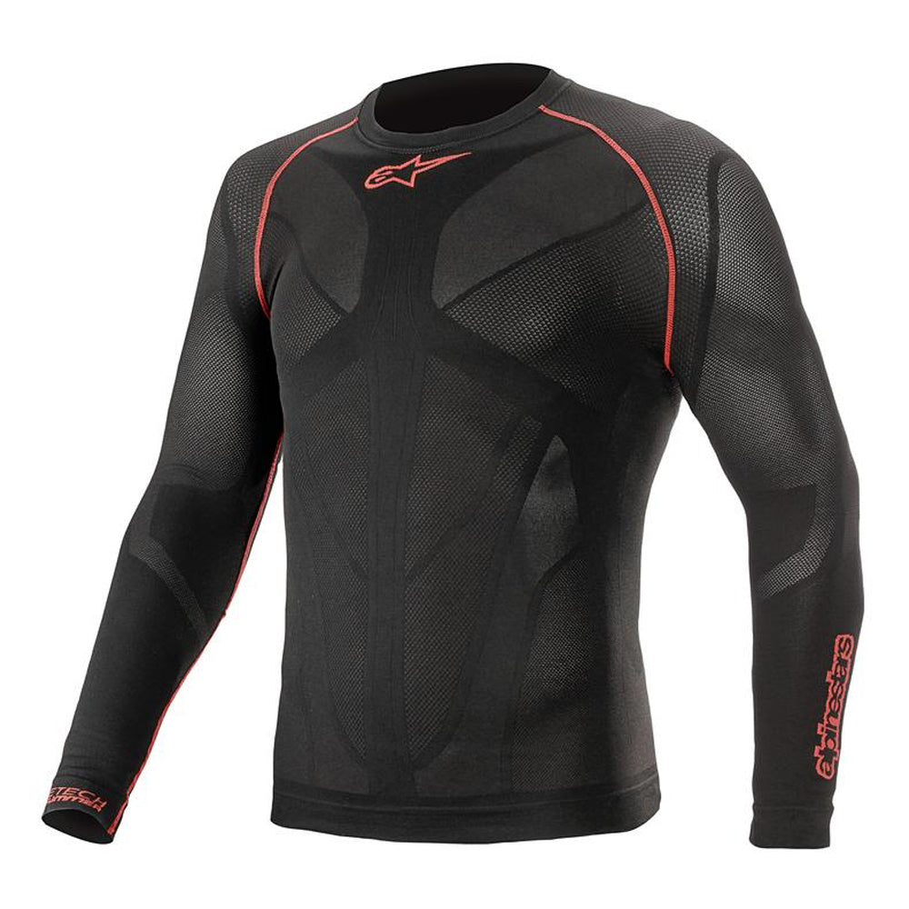 Alpinestars Ride Tech V2 Long Sleeves Summer Base Layer Top Black / Red - ThrottleChimp