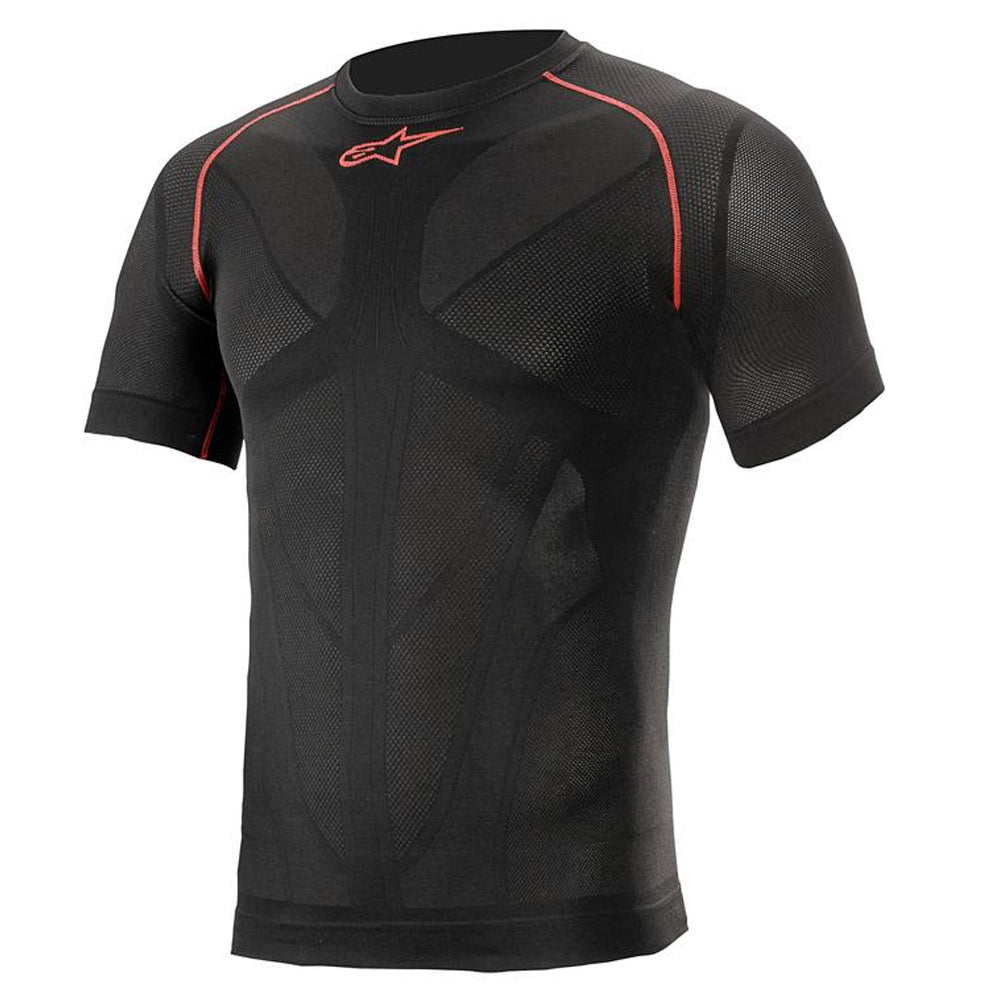 Alpinestars Ride Tech V2 Short Sleeves Summer Base Layer Top Black / Red - ThrottleChimp