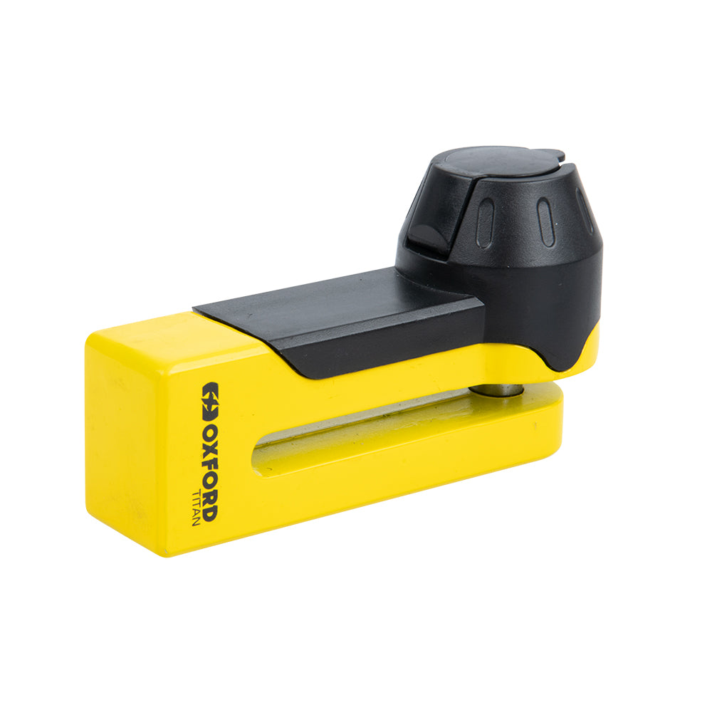 Oxford Titan Disc Lock Yellow / Black With 10mm Pin Including Pouch - ThrottleChimp