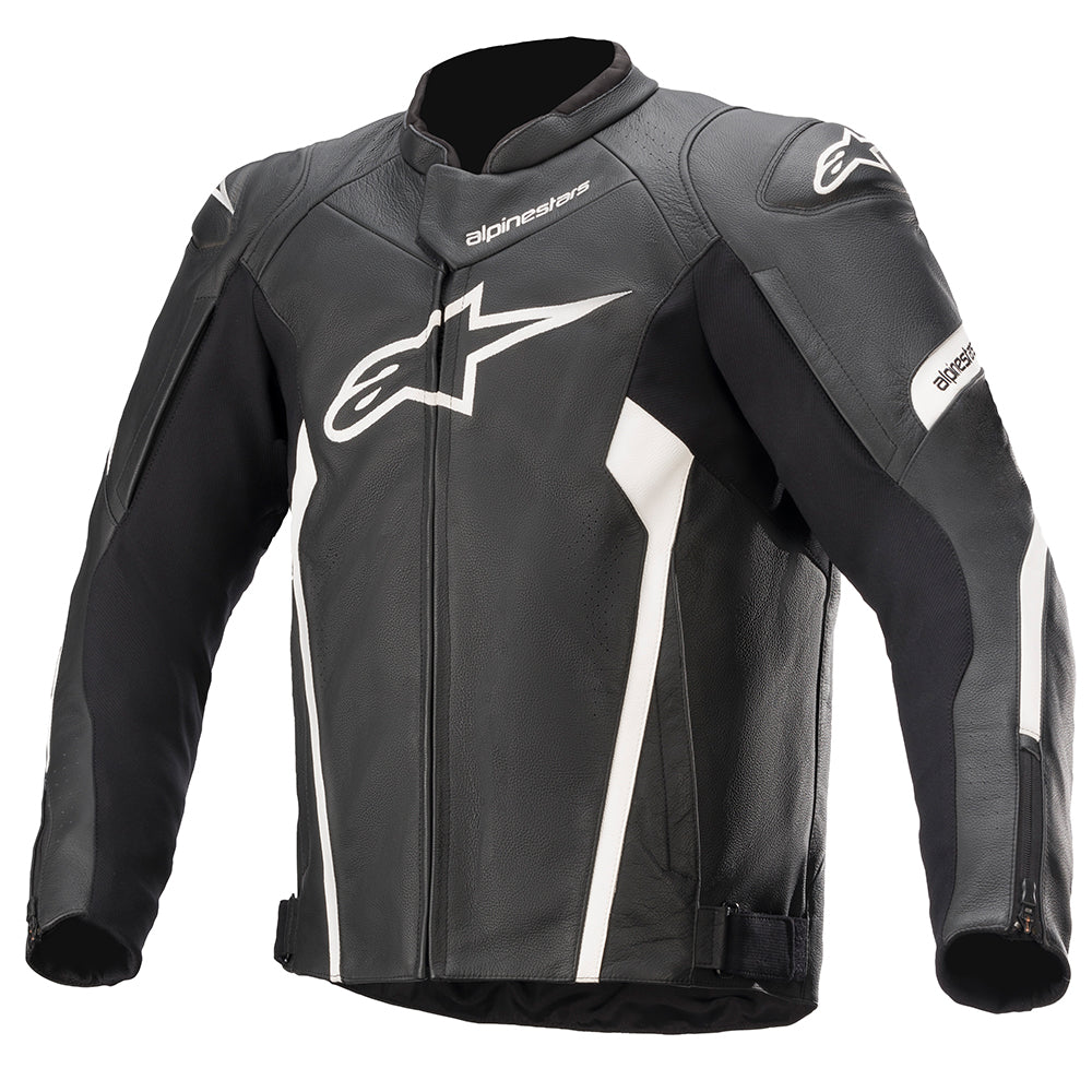 Alpinestars Faster V2 Leather Jacket Black / White - ThrottleChimp