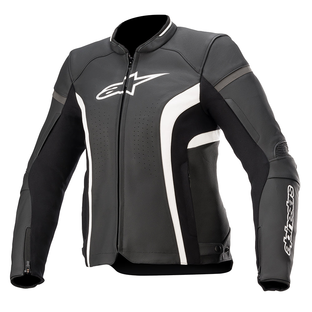 Alpinestars Stella Kira V2 Ladies Leather Jacket Black / White - ThrottleChimp