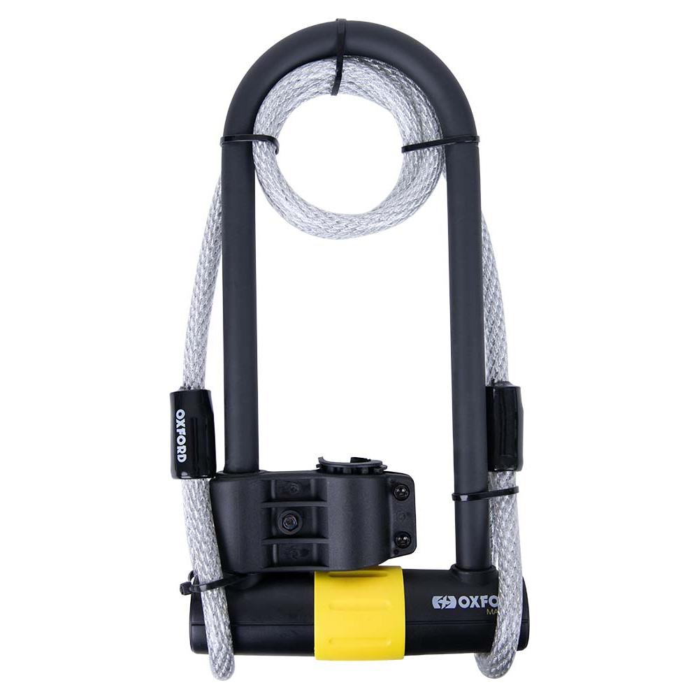 Oxford Magnum Duo U-Lock With Bracket & Cable Black / Yellow - 170 x 315mm - ThrottleChimp