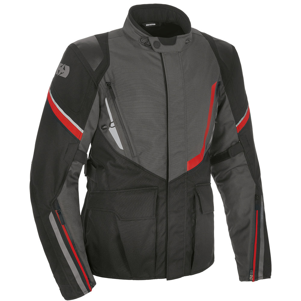 Oxford Montreal 4.0 Dry2Dry Textile Jacket Black / Grey / Red - ThrottleChimp