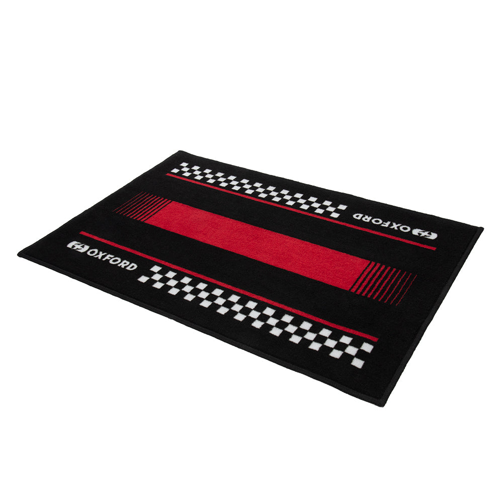 Oxford Garage Door Mat Pitlane Red / Black - 90 x 60cm - ThrottleChimp