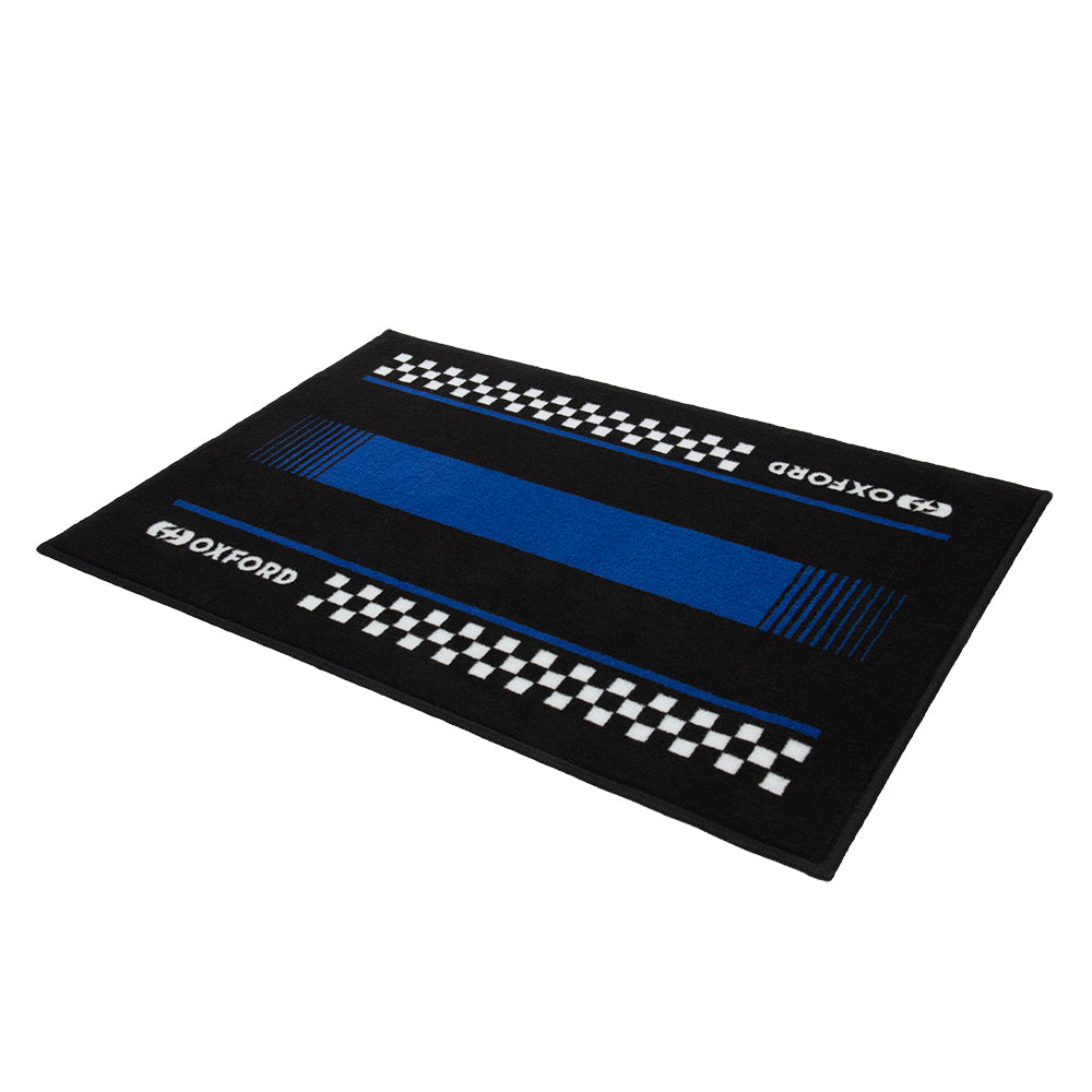 Oxford Garage Door Mat Pitlane Yama Blue / Black - 90 x 60cm - ThrottleChimp