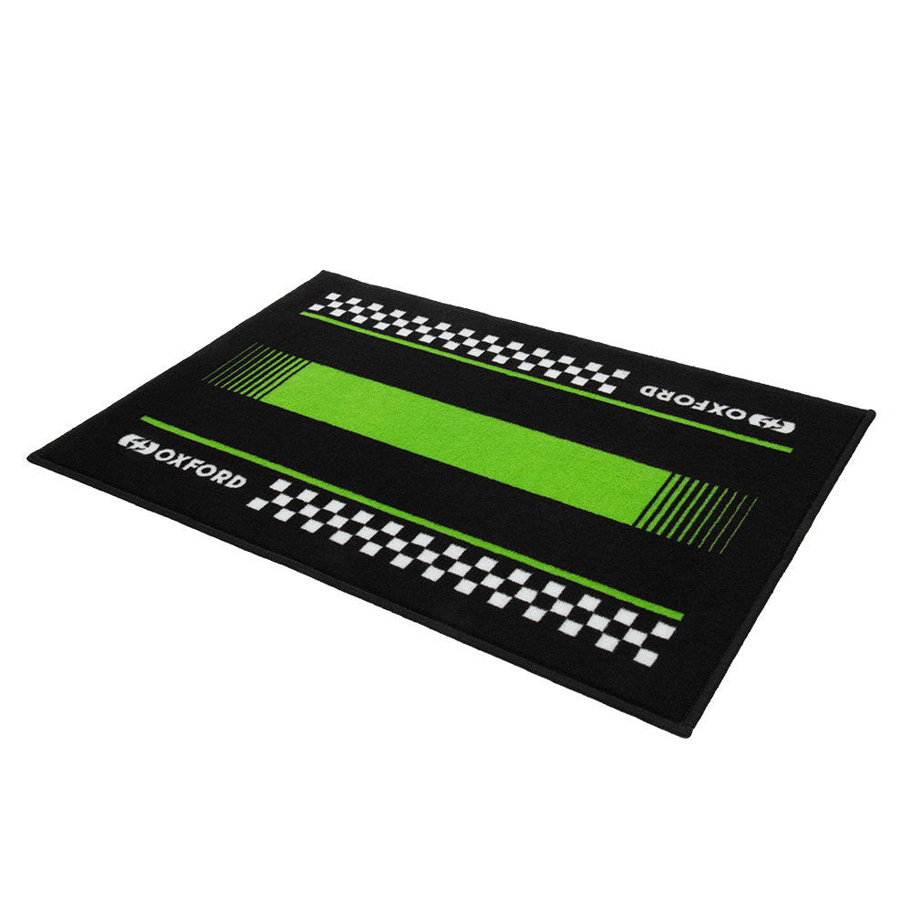 Oxford Garage Door Mat Pitlane Green / Black - 90 x 60cm - ThrottleChimp