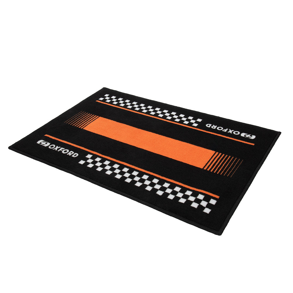 Oxford Garage Door Mat Pitlane Orange / Black - 90 x 60cm - ThrottleChimp