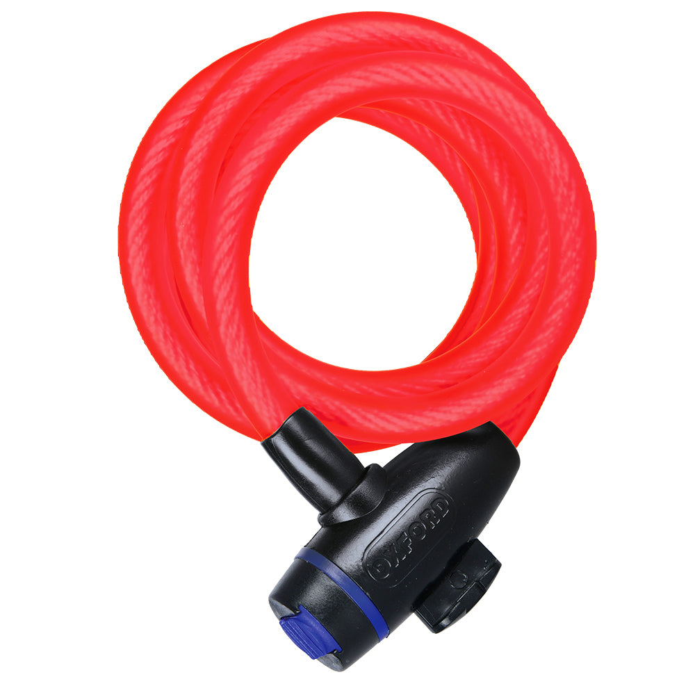 Oxford Cable Lock Red - 1.8m x 12mm - ThrottleChimp