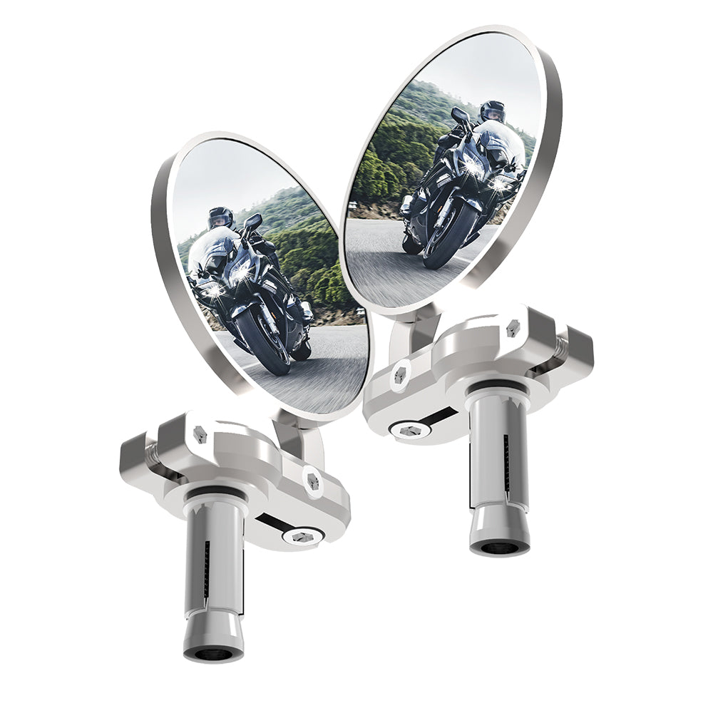 Oxford Bar End Mirrors Set Silver - ThrottleChimp