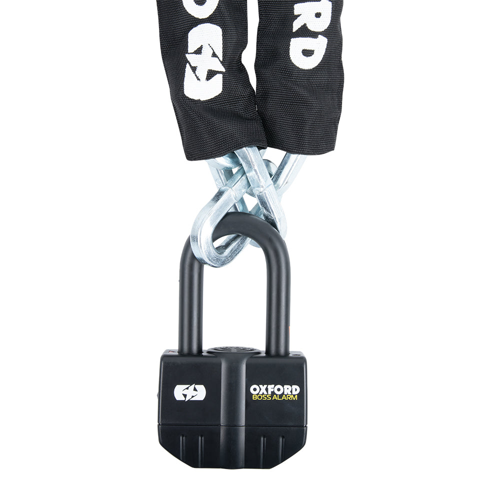 Oxford Boss Alarm 16mm Chain Lock Black (Image 4) - ThrottleChimp