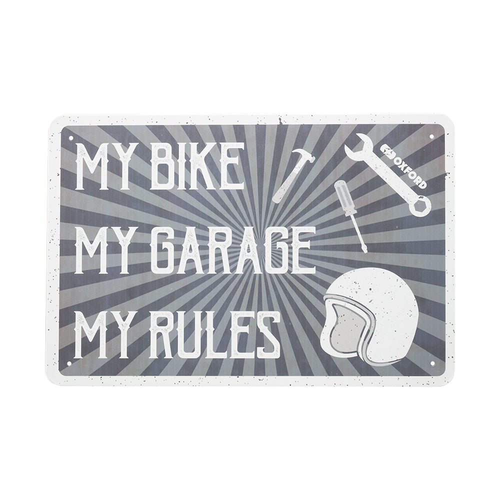 Oxford My Rules Garage Metal Sign - 30cm x 20cm x 0.25mm - ThrottleChimp