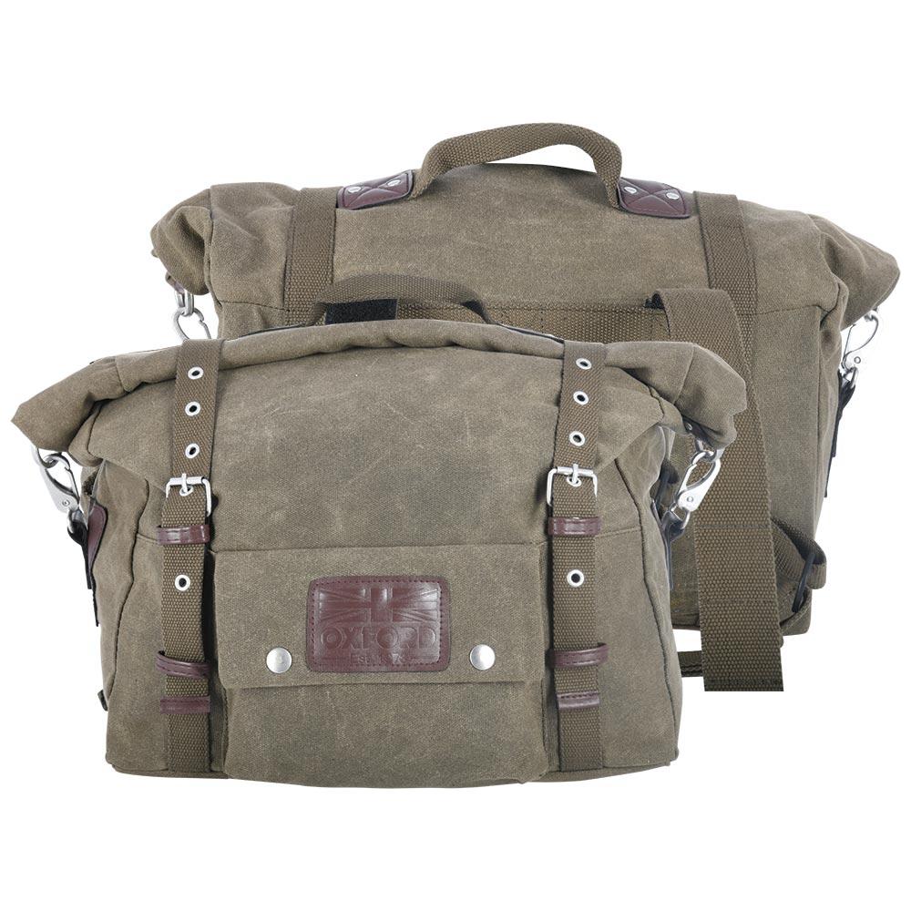 Oxford Heritage Pannier Bag Khaki - 40 Litres FREE 1 YEAR Returns, FREE UK Delivery | ThrottleChimp