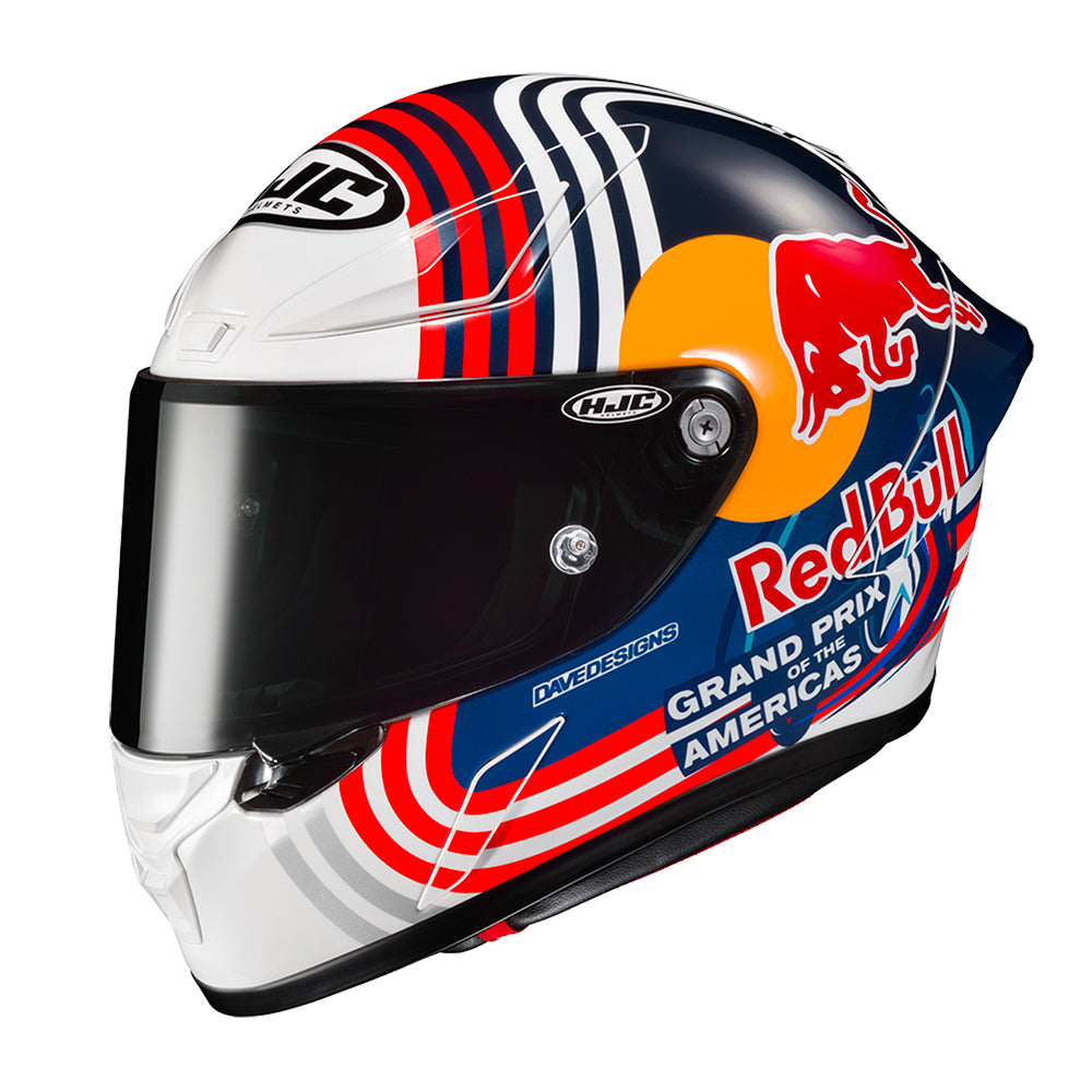 HJC RPHA 1 Red Bull Austin Full Face Helmet MC21 White / Red / Blue - ThrottleChimp